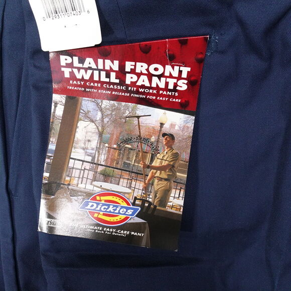 NWT DEADSTOCK DICKIES PLAIN FRONT TWILL PANTS BLUE MENS 40X32 USA MADE NEW! - Picture 3 of 11